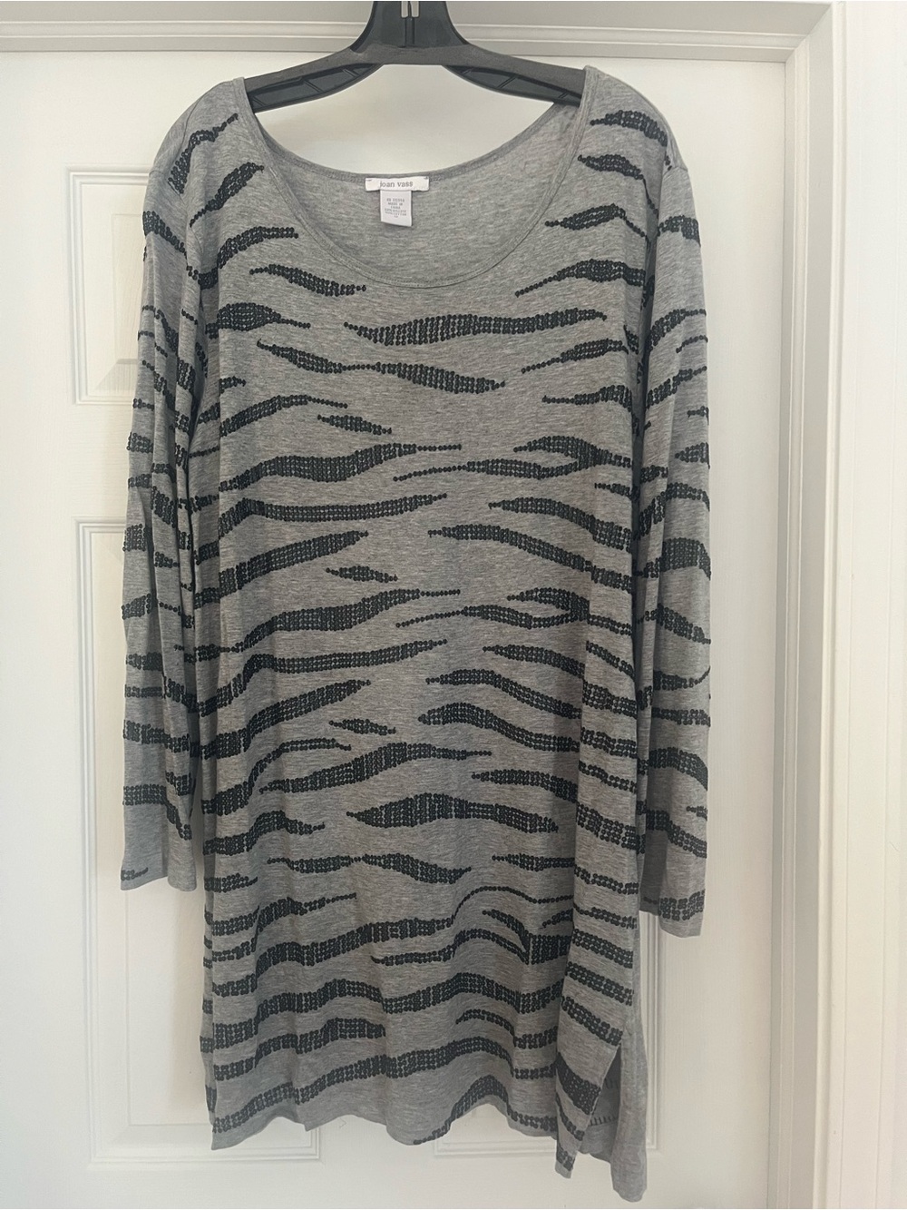 Joan Vass Gray and Black Zebra-Print Tunic